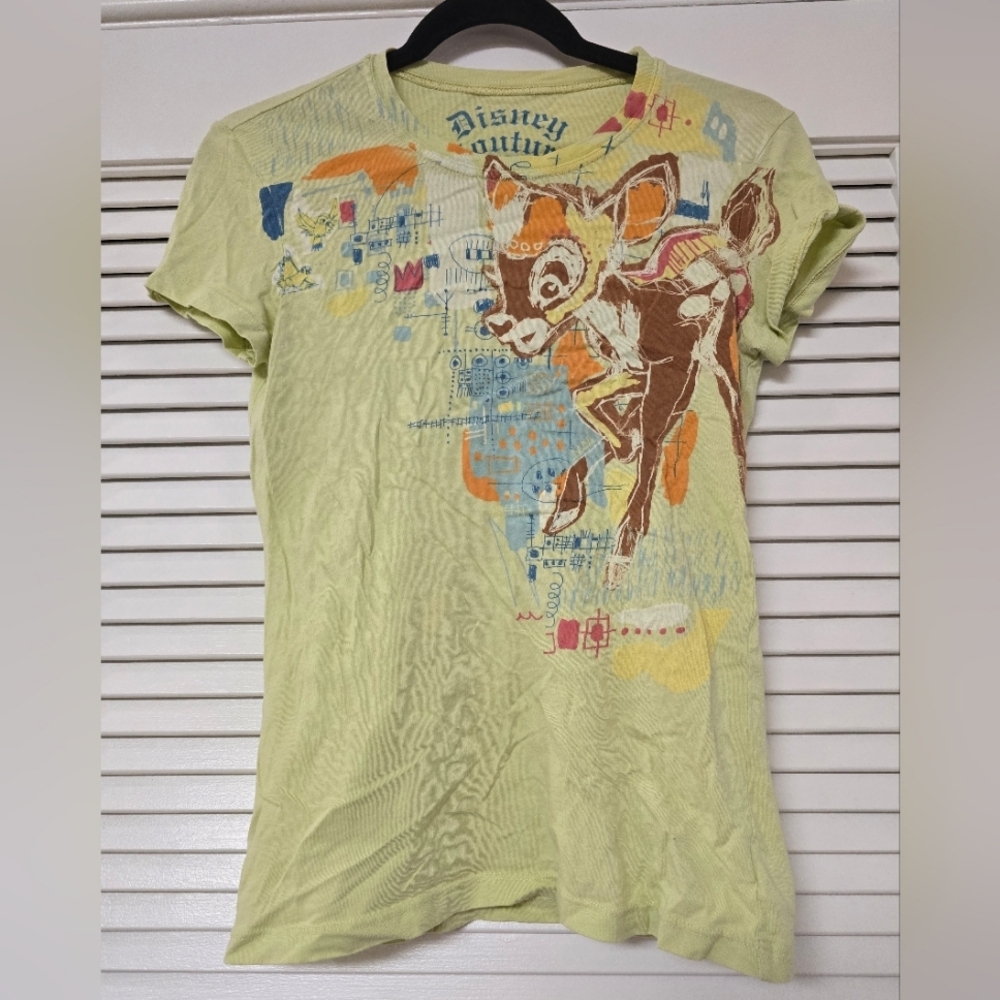 Disney Couture - 100% Cotton Abstrac Bambi Graphic Lightweight Short-Sleeve Top